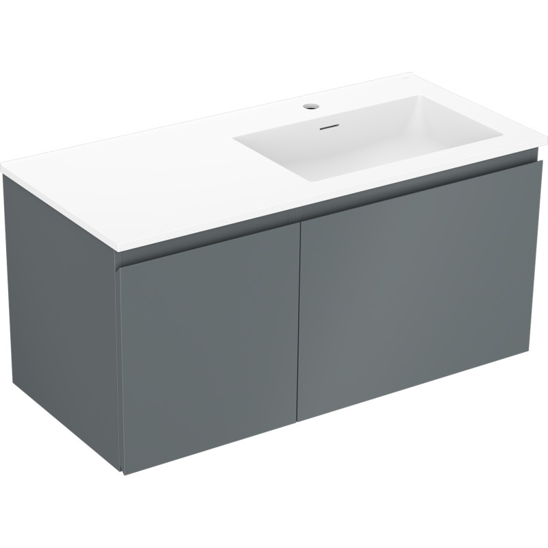 Mexen Orio Badezimmerschrank 100 cm mit Waschbecken Otis rechts, 1S, 1D, Graphit matt/Weiß matt - 91A13-10047-3-BBFF66-W18P01
