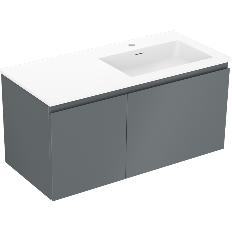 Mexen Orio Badezimmerschrank 100 cm mit Waschbecken Otis rechts, 1S, 1D, mattgrau/weiß matt - 91A13-10047-3-BBFF66-W18P01