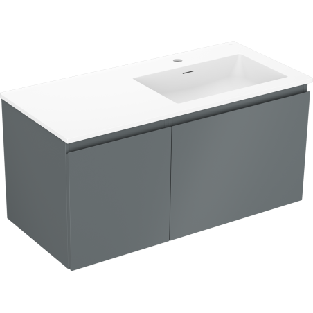 Mexen Orio Badezimmerschrank 100 cm mit Waschbecken Otis rechts, 1S, 1D, Graphit matt/Weiß matt - 91A13-10047-3-BBFF66-W18P01