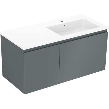 Mexen Orio Badezimmerschrank 100 cm mit Waschbecken Otis rechts, 1S, 1D, mattgrau/weiß matt - 91A13-10047-3-BBFF66-W18P01