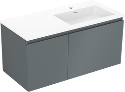 Mexen Orio Badezimmerschrank 100 cm mit Waschbecken Otis rechts, 1S, 1D, mattgrau/weiß matt - 91A13-10047-3-BBFF66-W18P01