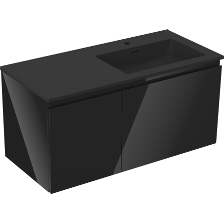 Mexen Orio Badschrank 100 cm mit Otis Waschbecken rechts, 1S, 1D, schwarz glänzend/schwarz matt - 91A13-10047-3-BBFF70-W18P71