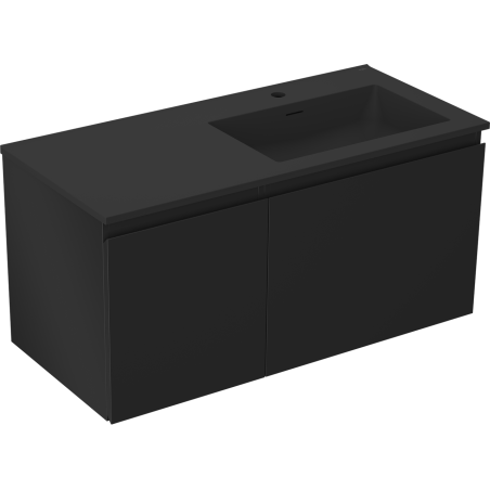 Mexen Orio Badezimmerschrank 100 cm mit Waschbecken Otis rechts, 1S, 1D, schwarz matt - 91A13-10047-3-BBFF71-W18P71