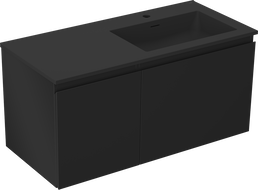 Mexen Orio Badezimmerschrank 100 cm mit Waschbecken Otis rechts, 1S, 1D, schwarz matt - 91A13-10047-3-BBFF71-W18P71