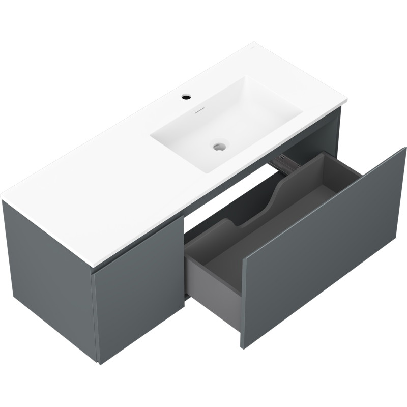 Mexen Orio Badezimmerschrank 120 cm mit Waschbecken Otis rechts, 1S, 1D, Graphit matt/weiß matt - 91A13-12047-3-BBFF66-W18P01