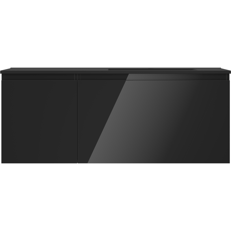 Mexen Orio Badezimmerschrank 120 cm mit Waschbecken Otis rechts, 1S, 1D, schwarzer Glanz/schwarzer Matt