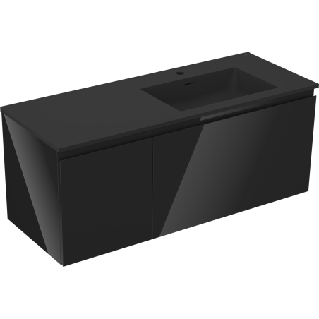 Mexen Orio Badezimmerschrank 120 cm mit Waschbecken Otis rechts, 1S, 1D, schwarzer Glanz/schwarzer Matt