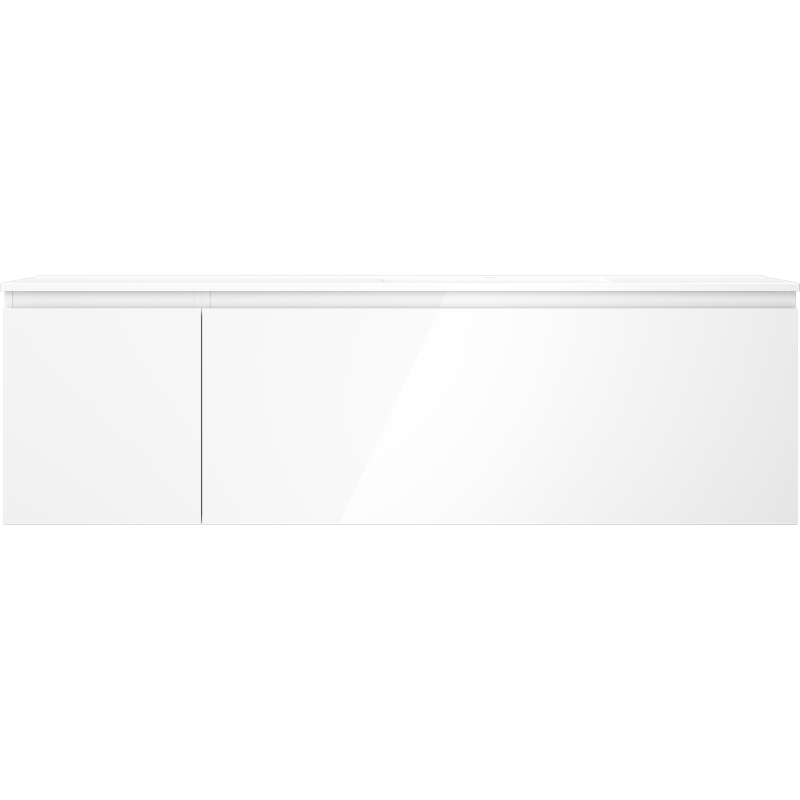 Mexen Orio Badezimmerschrank 160 cm mit rechtem Otis-Waschtisch, 1S, 1D, weiß glänzend - 91A13-16047-3-BBFF00-W18P00
