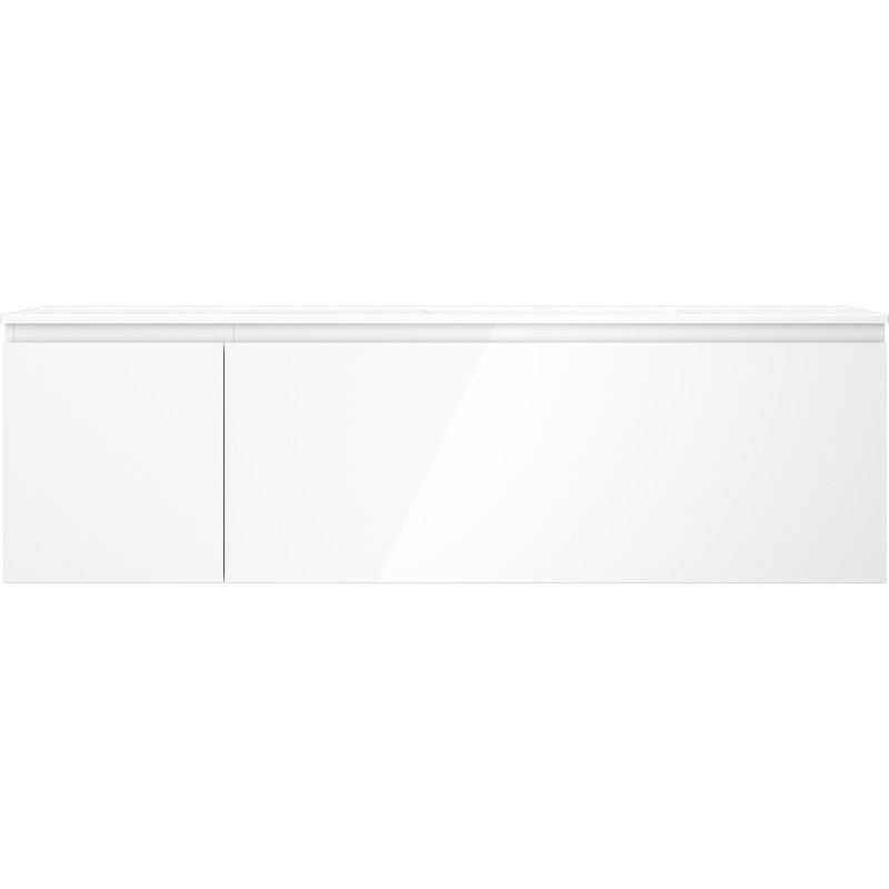 Mexen Orio Badezimmerschrank 160 cm mit Waschbecken Otis rechts, 1S, 1D, weiß glänzend - 91A13-16047-3-BBFF00-W18P00