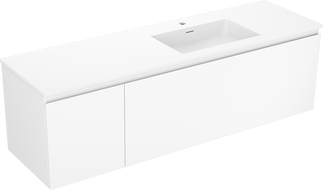 Mexen Orio Badezimmerschrank 160 cm mit Waschbecken Otis rechts, 1S, 1D, weiß matt - 91A13-16047-3-BBFF01-W18P01