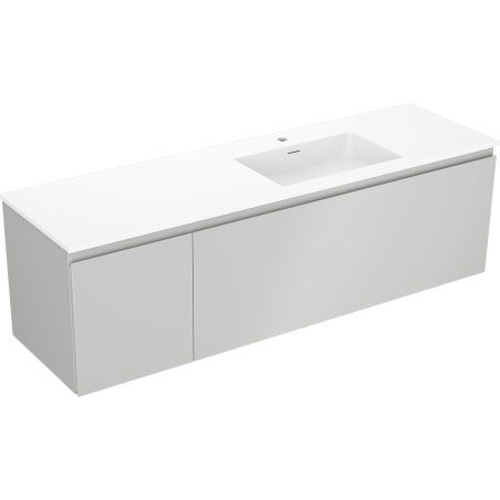 Mexen Orio Badezimmerschrank 160 cm mit Waschbecken Otis rechts, 1S, 1D, grau matt/weiß matt - 91A13-16047-3-BBFF62-W18P01