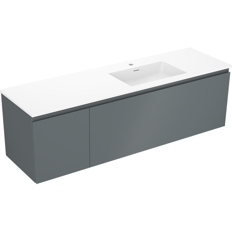Mexen Orio Badezimmerschrank 160 cm mit Waschbecken Otis rechts, 1S, 1D, Graphit matt/weiß matt - 91A13-16047-3-BBFF66-W18P01