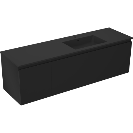 Mexen Orio Badezimmerschrank 160 cm mit Waschtisch Otis rechts, 1S, 1D, schwarz matt - 91A13-16047-3-BBFF71-W18P71