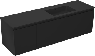 Mexen Orio Badezimmerschrank 160 cm mit Waschtisch Otis rechts, 1S, 1D, schwarz matt - 91A13-16047-3-BBFF71-W18P71