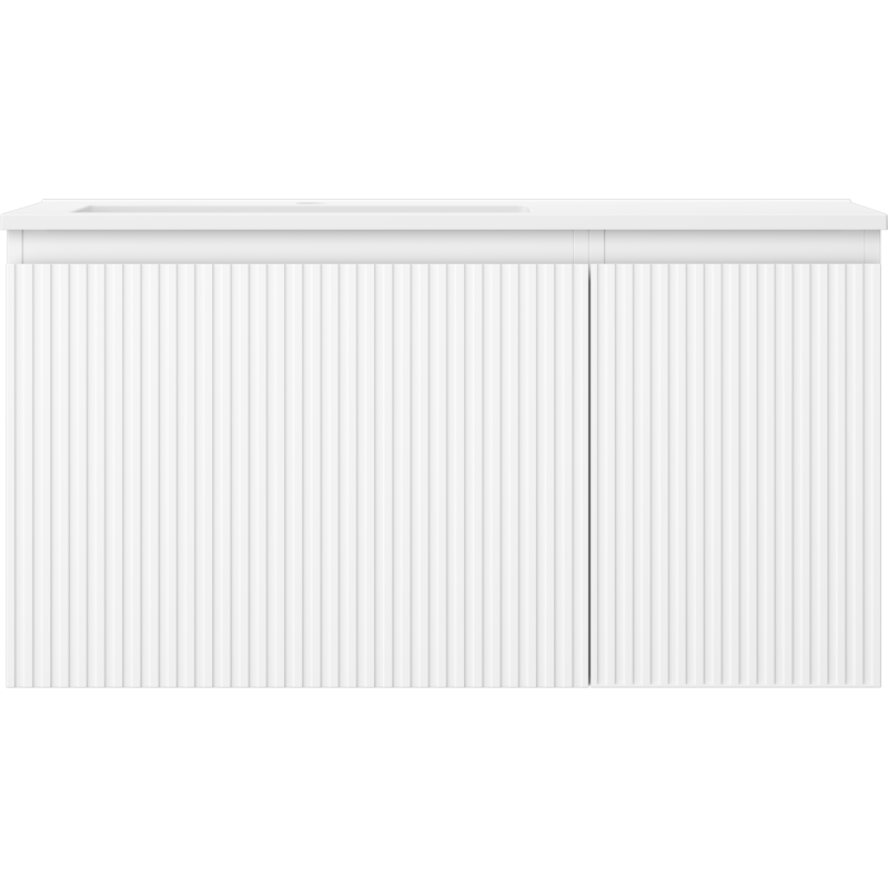 Mexen Rivel Badezimmerschrank 90 cm mit linker Otis-Waschtisch, 1S, 1D, gefräst, weiß matt - 91A23-09047-3-BBFF01-W18L01