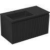 Mexen Rivel Badezimmerschrank 90 cm mit Waschbecken Otis links, 1S, 1D, geriffelt, schwarz matt - 91A23-09047-3-BBFF71-W18L71