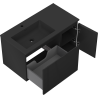 Mexen Rivel Badezimmerschrank 90 cm mit Waschbecken Otis links, 1S, 1D, geriffelt, schwarz matt - 91A23-09047-3-BBFF71-W18L71