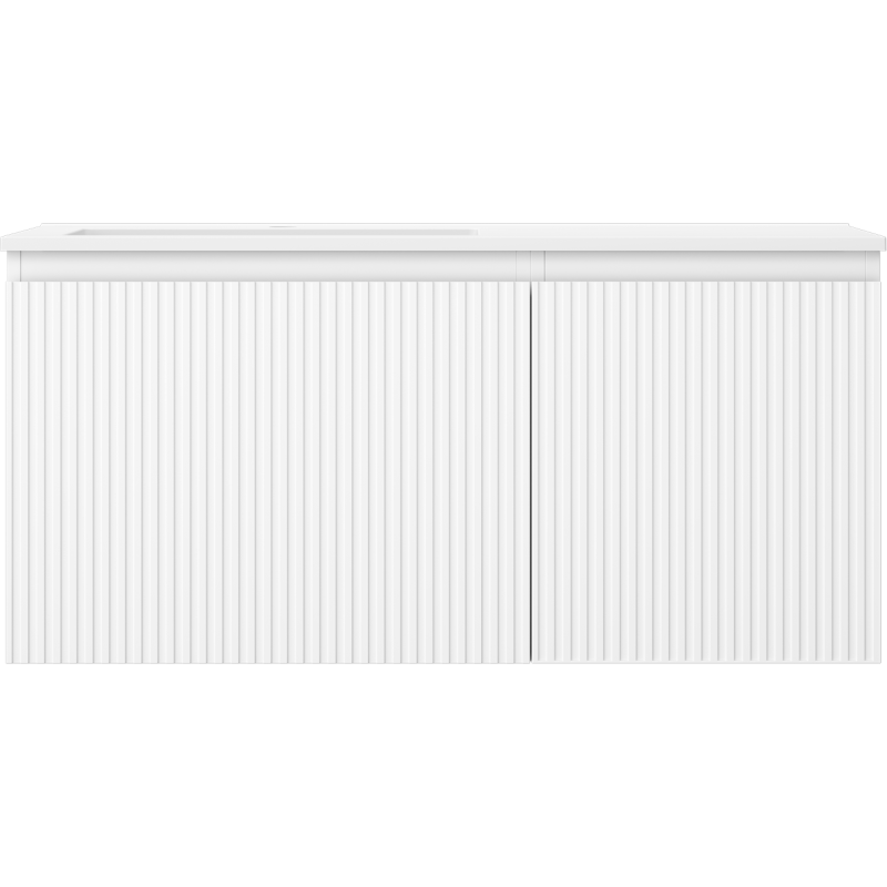Mexen Rivel Badezimmermöbel 100 cm mit Waschbecken Otis links, 1S, 1T, geriffelt, weiß matt - 91A23-10047-3-BBFF01-W18L01