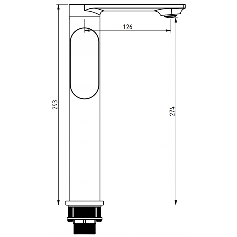 Mexen Milo hoher Waschbeckenhahn mit seitlichem Griff, schwarz - 71315-70