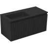 Mexen Rivel Badezimmerschrank 100 cm mit Waschbecken Otis links, 1S, 1D, geriffelt, schwarz matt - 91A23-10047-3-BBFF71-W18L71
