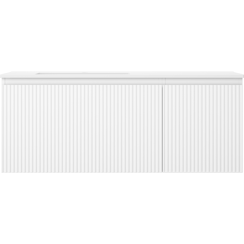 Mexen Rivel Badezimmerschrank 120 cm mit Otis Waschbecken links, 1S, 1D, geriffelt, weiß matt - 91A23-12047-3-BBFF01-W18L01