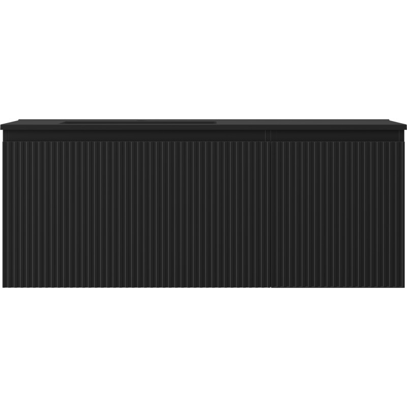 Mexen Rivel Badezimmerschrank 120 cm mit Waschbecken Otis links, 1S, 1T, gefräst, schwarz matt - 91A23-12047-3-BBFF71-W18L71