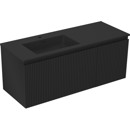 Mexen Rivel Badezimmerschrank 120 cm mit Waschbecken Otis links, 1S, 1T, gefräst, schwarz matt - 91A23-12047-3-BBFF71-W18L71