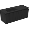Mexen Rivel Badezimmer-Schrank 120 cm mit Otis Waschbecken links, 1S, 1D, geriffelt, schwarz matt - 91A23-12047-3-BBFF71-W18L71