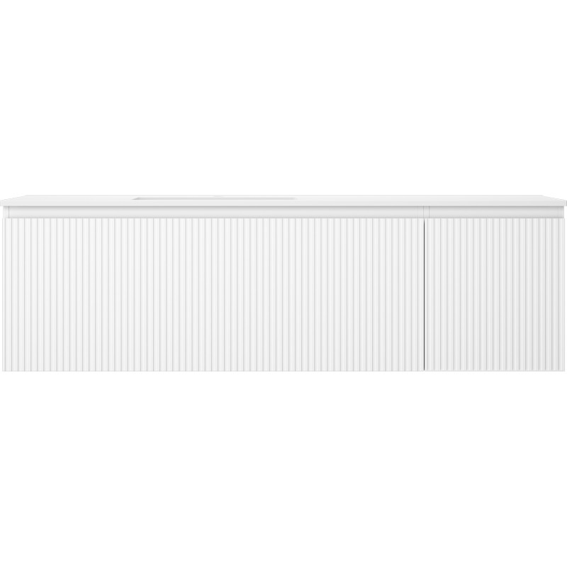 Mexen Rivel Badezimmerschrank 160 cm mit Waschbecken Otis links, 1S, 1D, geriffelt, weiß matt - 91A23-16047-3-BBFF01-W18L01