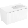 Mexen Rivel Badezimmerschrank 90 cm mit Otis-Waschbecken rechts, 1S, 1D, geriffelt, weiß matt - 91A23-09047-3-BBFF01-W18P01