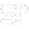 Mexen Rivel Badschrank 90 cm mit Waschbecken Otis rechts, 1S, 1D, gerillt, grau matt/weiß matt - 91A23-09047-3-BBFF62-W18P01