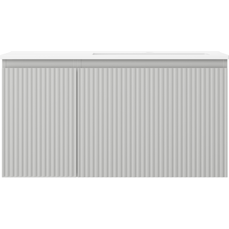 Mexen Rivel Badschrank 90 cm mit Waschbecken Otis rechts, 1S, 1D, gerillt, grau matt/weiß matt - 91A23-09047-3-BBFF62-W18P01