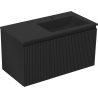 Mexen Rivel Badezimmerschrank 90 cm mit Waschbecken Otis rechts, 1S, 1D, geriffelt, schwarz matt - 91A23-09047-3-BBFF71-W18P71