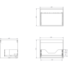 Mexen Rivel Badezimmerschrank 100 cm mit Waschtisch Otis rechts, 1S, 1D, geriffelt, grau matt/weiß matt