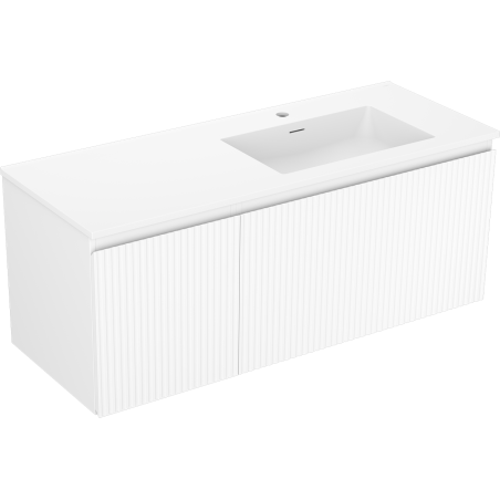 Mexen Rivel Badezimmerschrank 120 cm mit Waschbecken Otis rechts, 1S, 1D, gerillt, weiß matt - 91A23-12047-3-BBFF01-W18P01