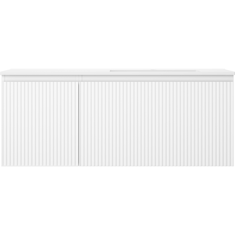 Mexen Rivel Badezimmerschrank 120 cm mit Waschbecken Otis rechts, 1S, 1D, gerillt, weiß matt - 91A23-12047-3-BBFF01-W18P01