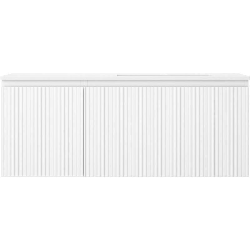 Mexen Rivel Badezimmerschrank 120 cm mit Waschbecken Otis rechts, 1S, 1T, geriffelt, weiß matt - 91A23-12047-3-BBFF01-W18P01