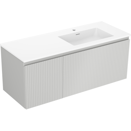 Mexen Rivel Badezimmerschrank 120 cm mit Waschbecken Otis rechts, 1S, 1D, gerillt, grau matt/weiß matt