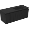 Mexen Rivel Badezimmerschrank 120 cm mit Waschbecken Otis rechts, 1S, 1D, gerillt, schwarz matt - 91A23-12047-3-BBFF71-W18P71