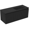 Mexen Rivel Badezimmerschrank 120 cm mit Waschbecken Otis rechts, 1S, 1T, geriffelt, schwarz matt - 91A23-12047-3-BBFF71-W18P71