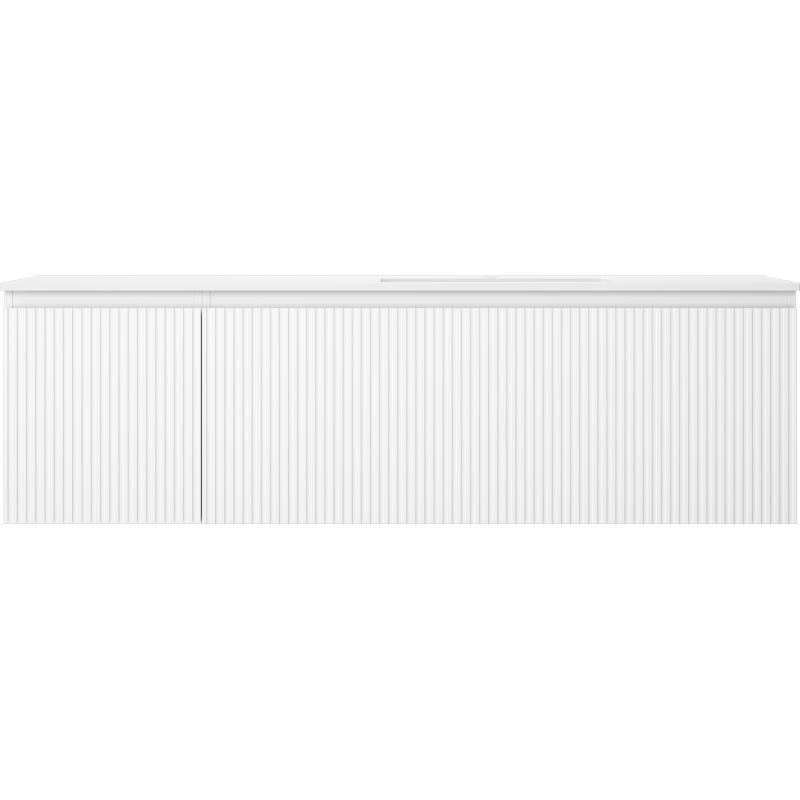 Mexen Rivel Badezimmerschrank 160 cm mit rechter Otis-Waschbecken, 1S, 1D, gerillt, weiß matt - 91A23-16047-3-BBFF01-W18P01