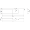Mexen Rivel Badezimmerschrank 160 cm mit rechter Otis-Waschbecken, 1S, 1D, gerillt, weiß matt - 91A23-16047-3-BBFF01-W18P01