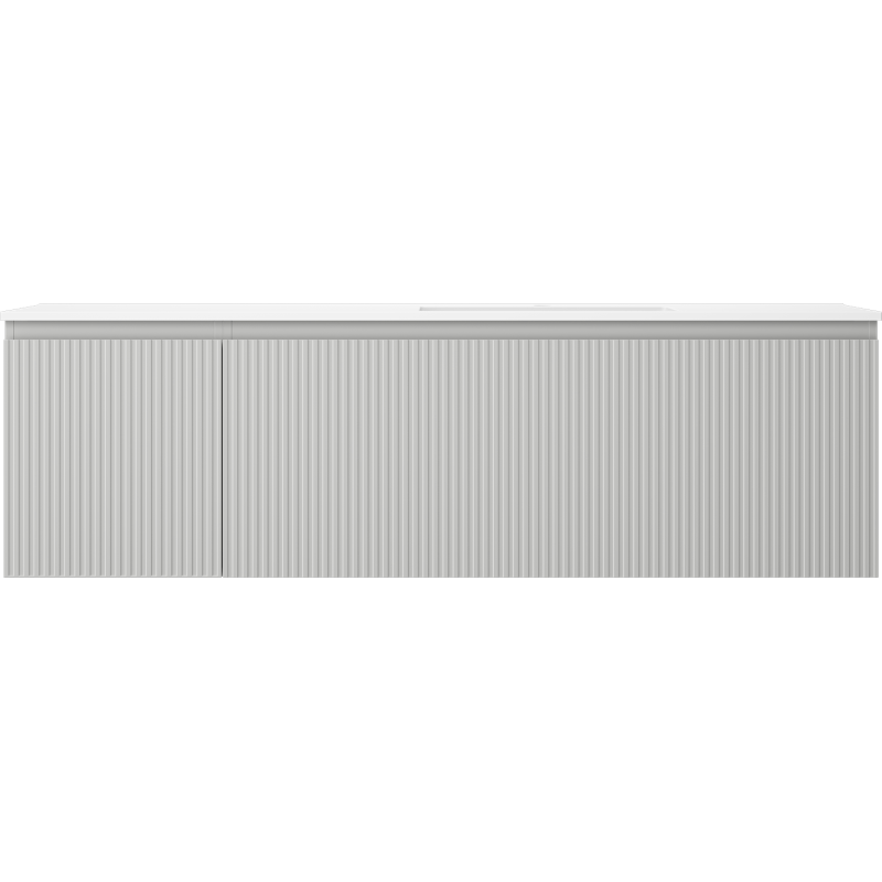 Mexen Rivel Badezimmerschrank 160 cm mit Waschbecken Otis rechts, 1S, 1D, gerillt, grau matt/weiß matt