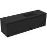 Mexen Rivel Badezimmerschrank 160 cm mit Waschbecken Otis rechts, 1S, 1D, geriffelt, schwarz matt - 91A23-16047-3-BBFF71-W18P71
