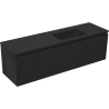 Mexen Rivel Badezimmerschrank 160 cm mit Waschbecken Otis rechts, 1S, 1D, gerillt, schwarz matt - 91A23-16047-3-BBFF71-W18P71