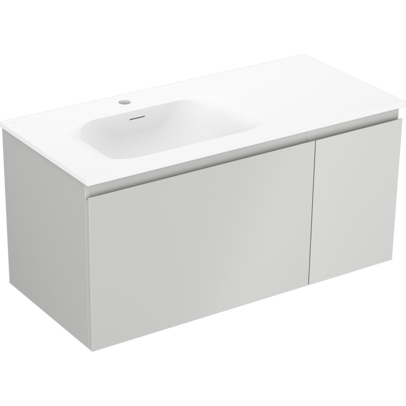 Mexen Orio Badezimmerschrank 90 cm mit Waschtisch Vela links, 1S, 1T, grau matt/weiß matt - 91A13-09047-3-BBFF62-W23L01