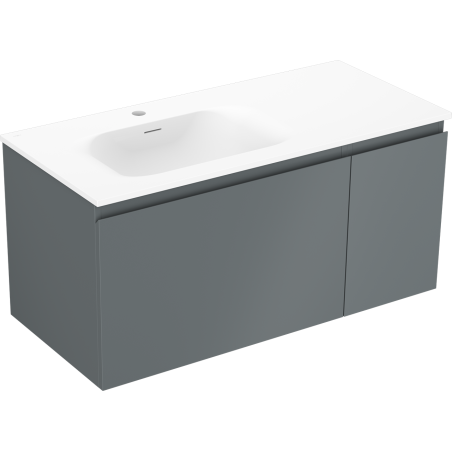 Mexen Orio Badezimmerschrank 90 cm mit Waschbecken Vela links, 1S, 1D, grafit matt/weiß matt - 91A13-09047-3-BBFF66-W23L01