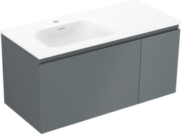 Mexen Orio Badezimmerschrank 90 cm mit Waschbecken Vela links, 1S, 1D, grafit matt/weiß matt - 91A13-09047-3-BBFF66-W23L01