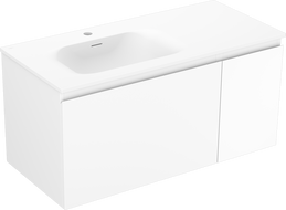 Mexen Orio Badezimmerunterschrank 100 cm mit Waschtisch Vela links, 1S, 1D, weiß matt - 91A13-10047-3-BBFF01-W23L01