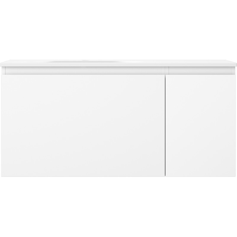 Mexen Orio Badezimmerschrank 100 cm mit linkem Waschbecken Vela, 1S, 1D, weiß matt - 91A13-10047-3-BBFF01-W23L01